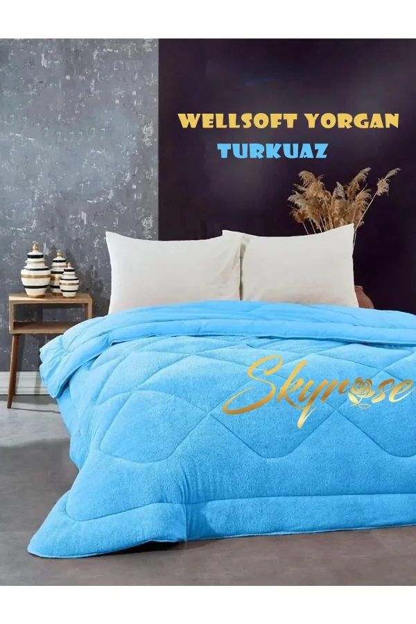 Wellsoft Yorgan Tek Kişilik Yumuşacık-pofuduk Turkuaz